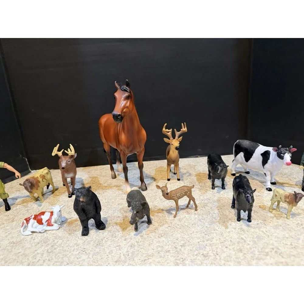 New Ray Wildlife Hunter Lot 16pc Figures Deer Bear Boar Horse Farm Animals